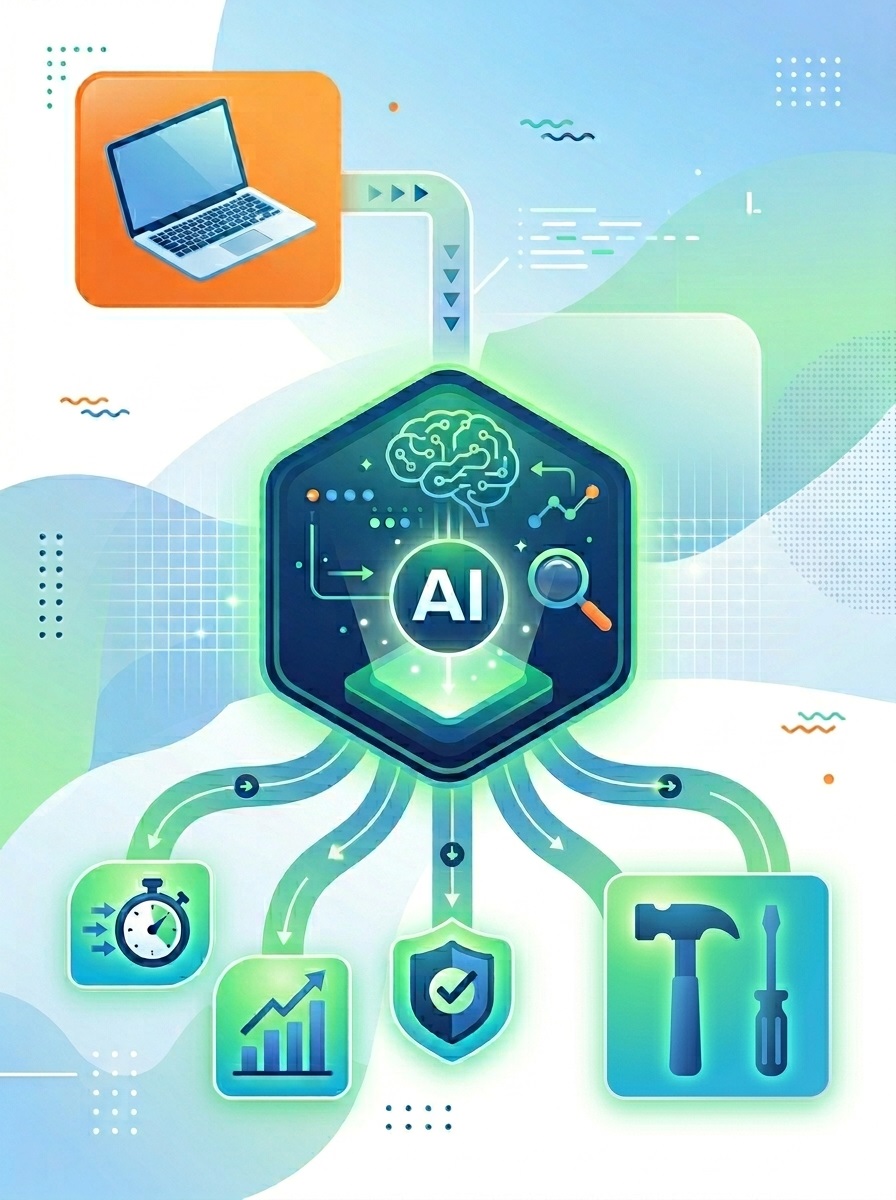 How the free AI business audit works: describe your business, AI analyzes it, you get a 1-page plan